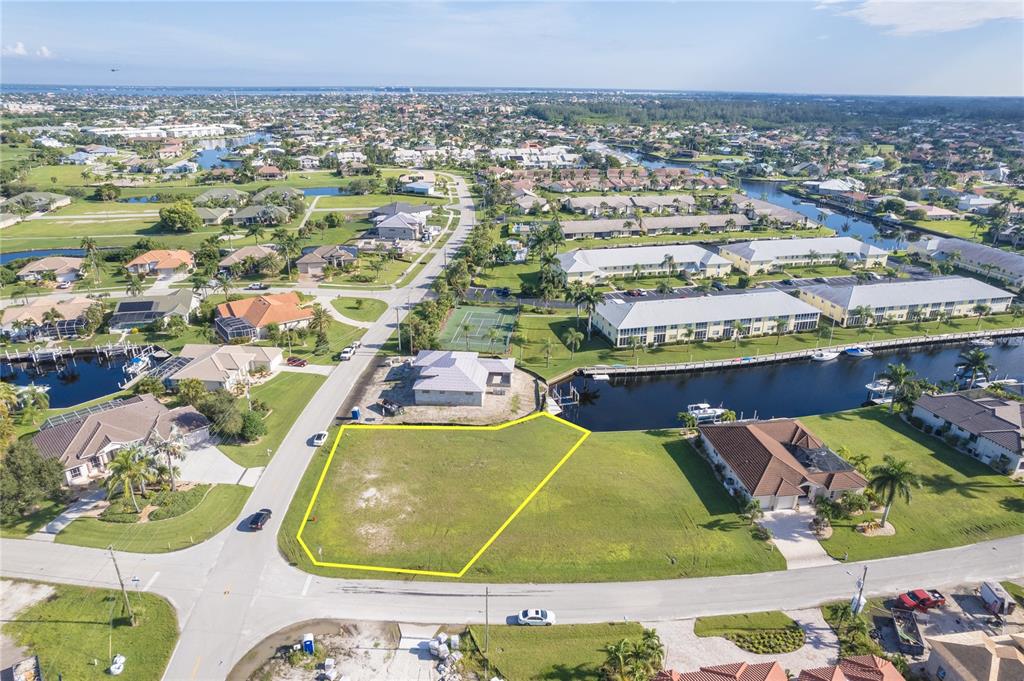 an aerial view of a house