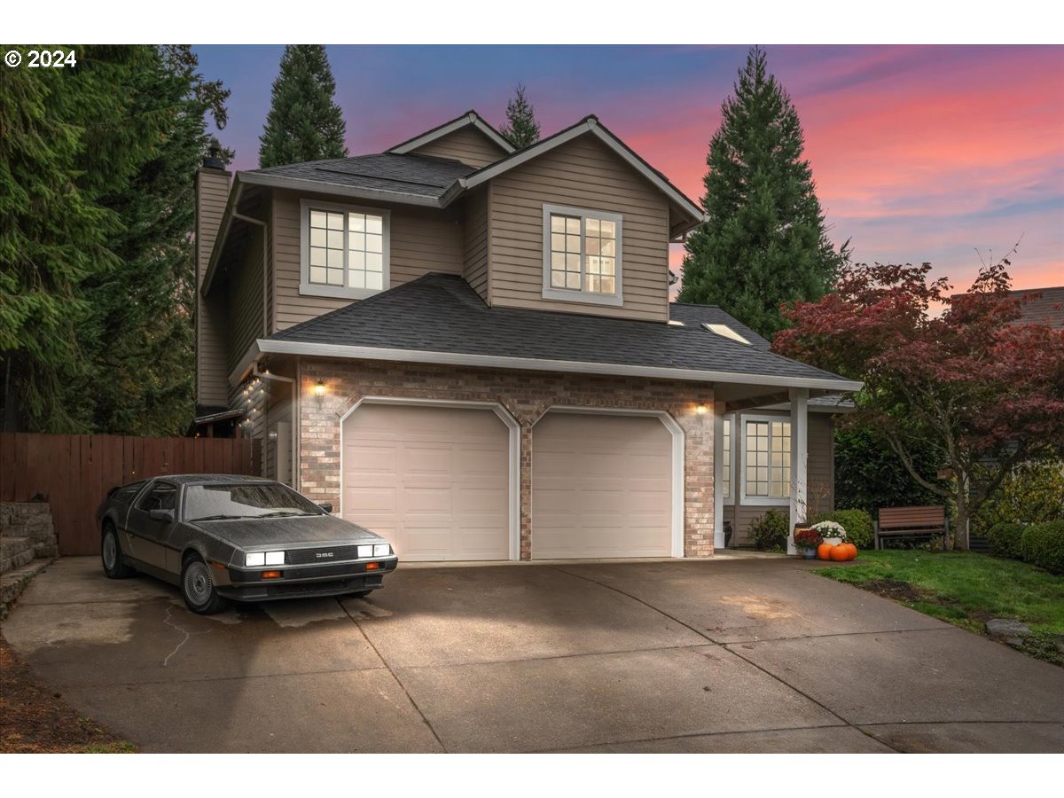 a car parked in front of a house