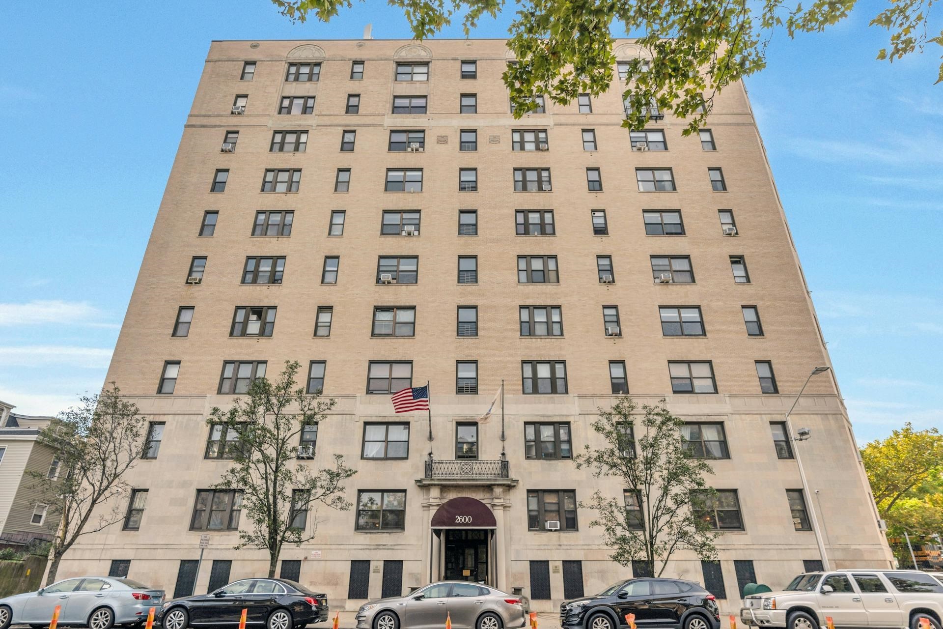 a front view of a building