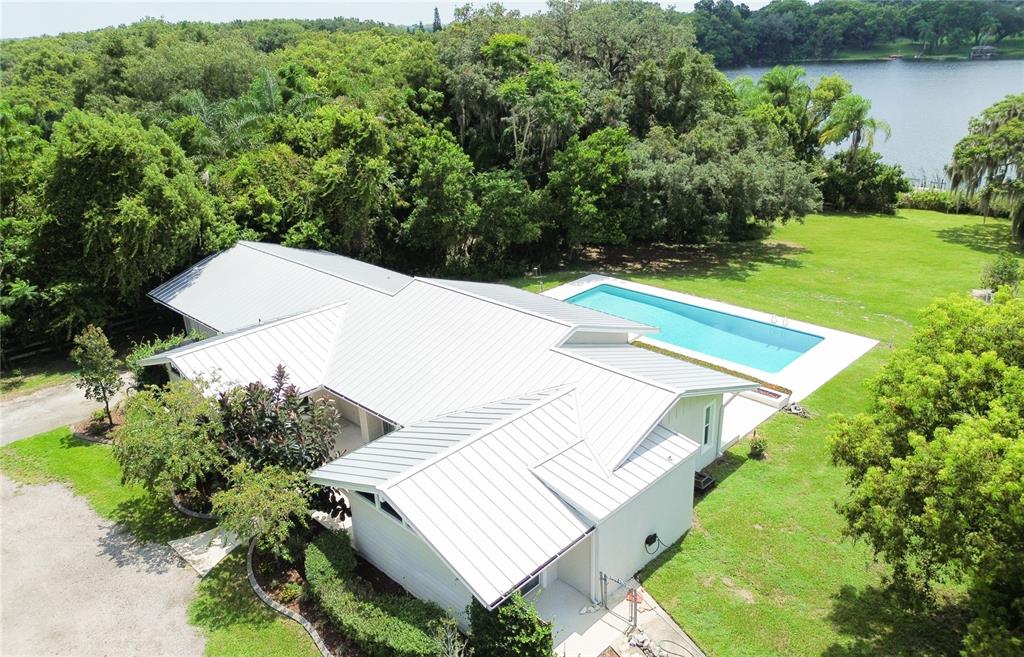 an aerial view of a house