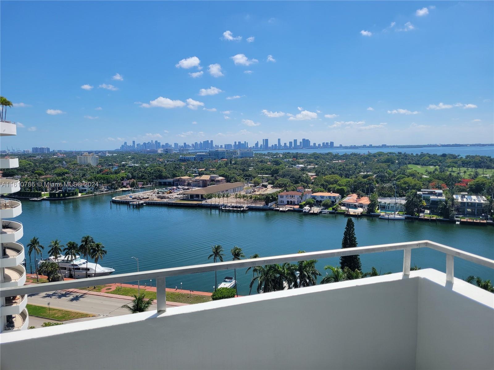 a view of a lake with a city view