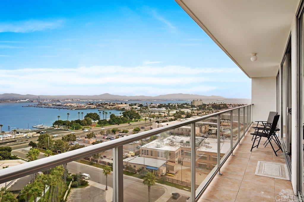 a view of a city from a balcony