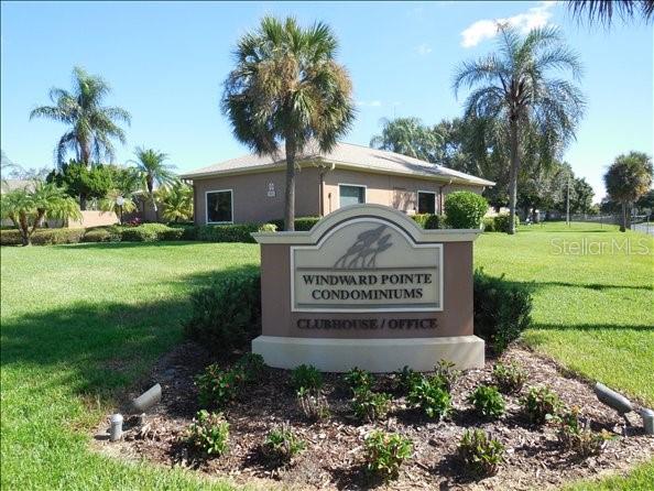 a view of a park that has a sign on the side of it