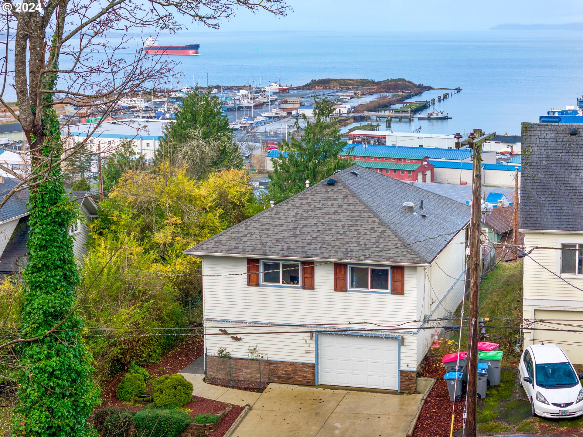 an aerial view of a house