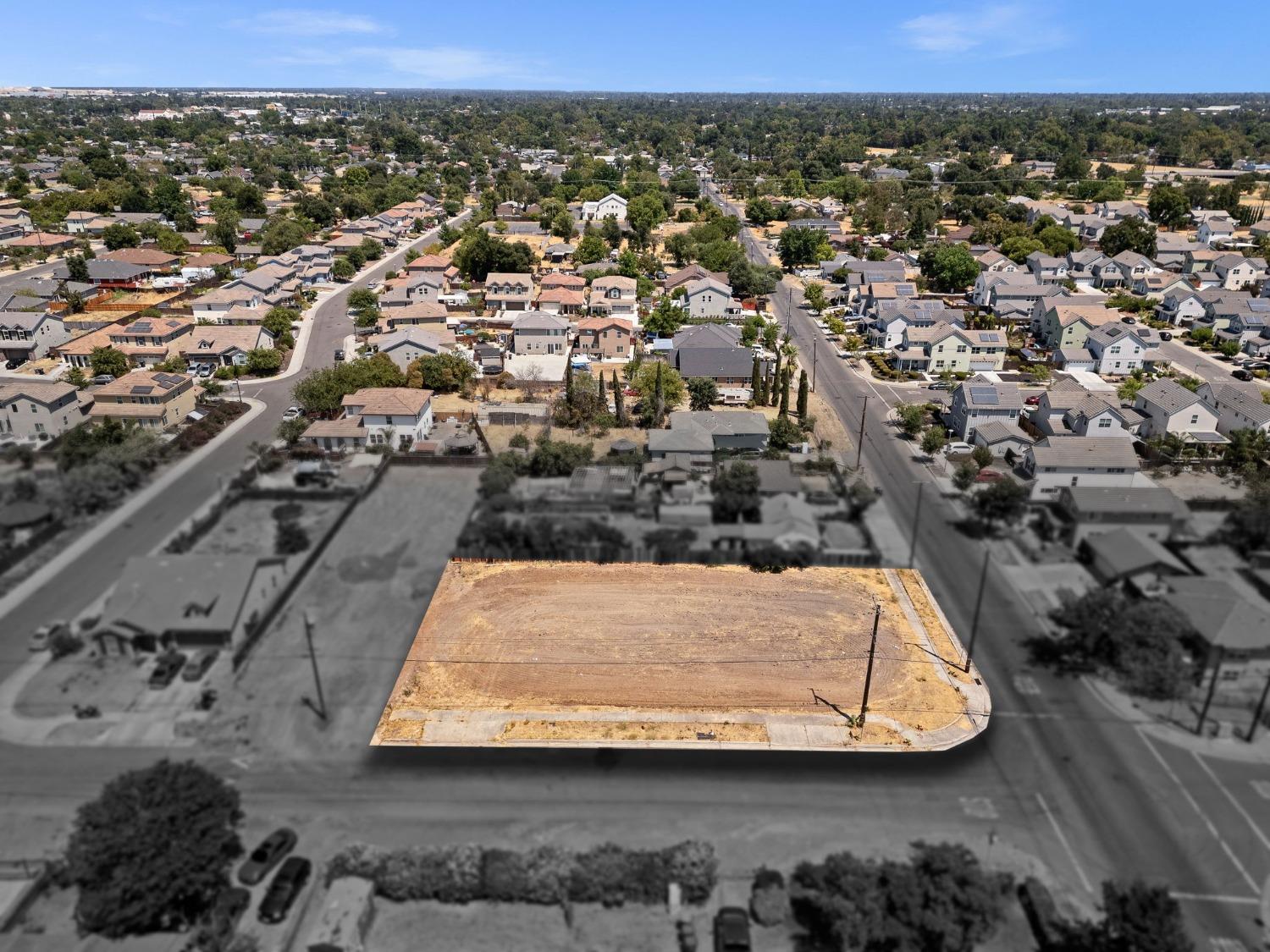 an aerial view of a residential houses