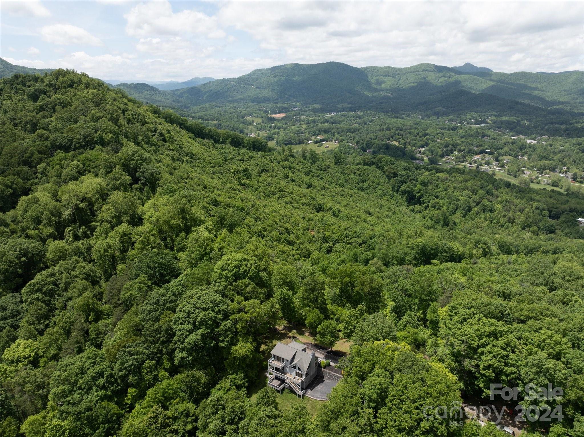 a view of a mountain in the distance in a field