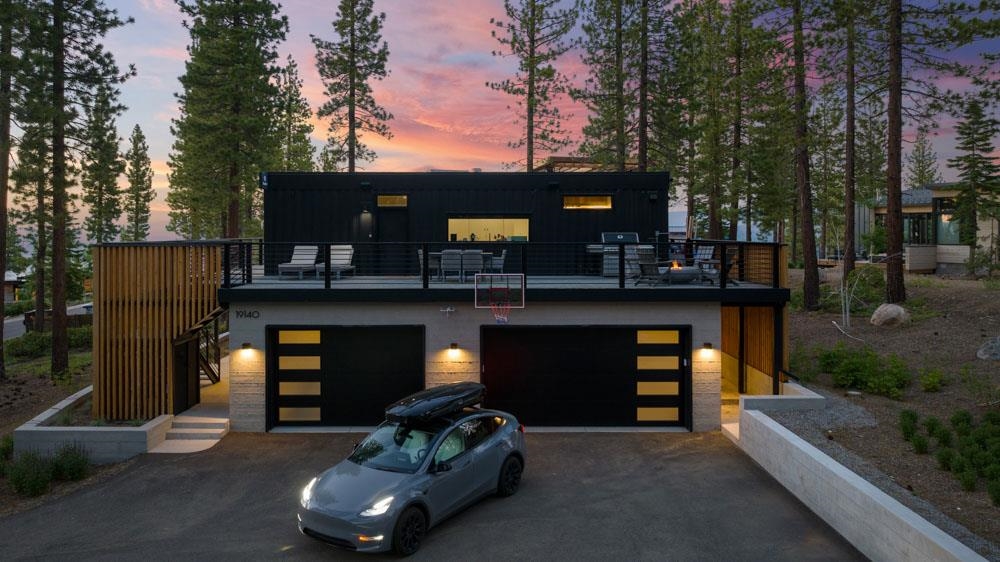 a car parked in front of a building