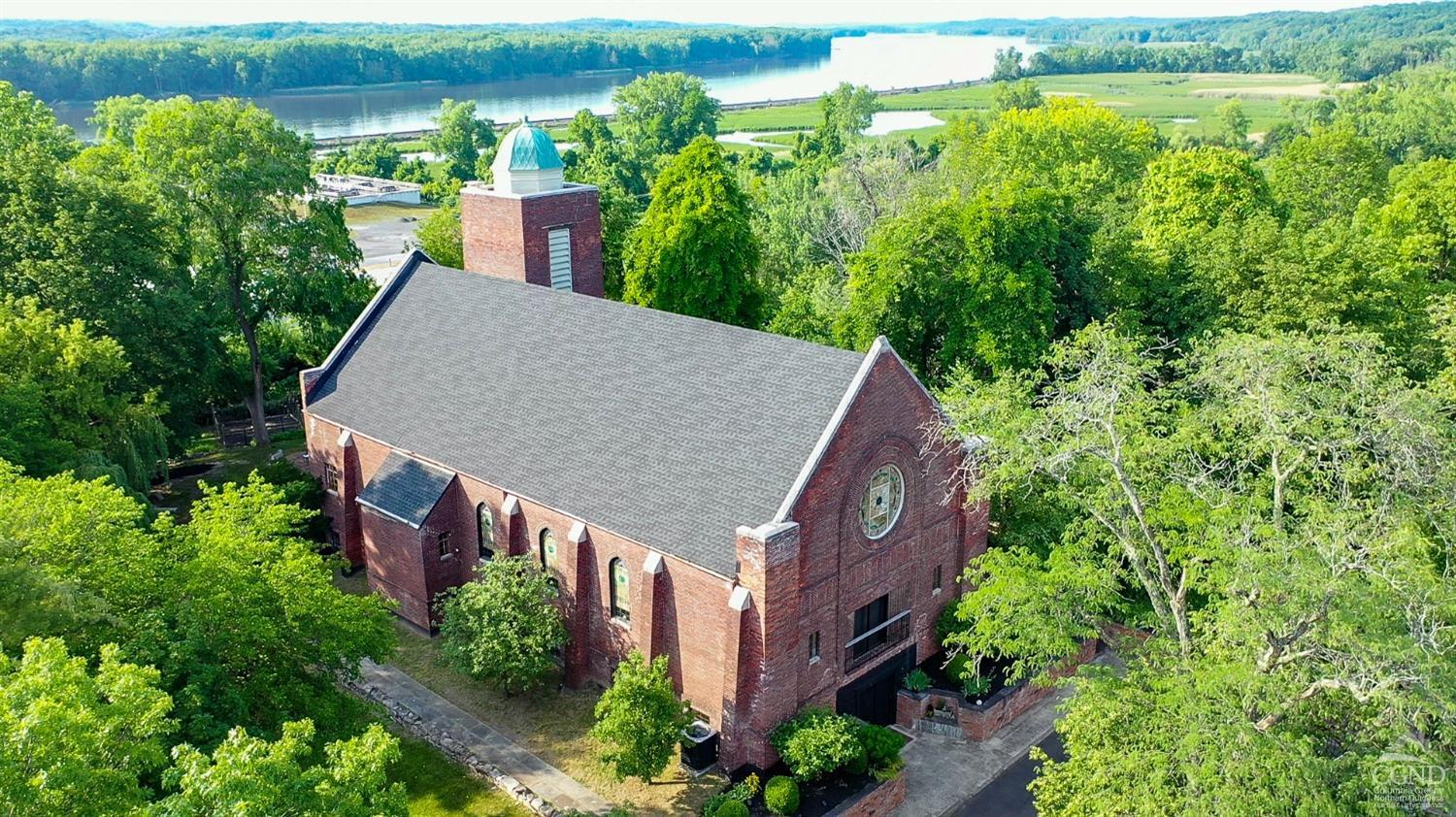 an aerial view of a house