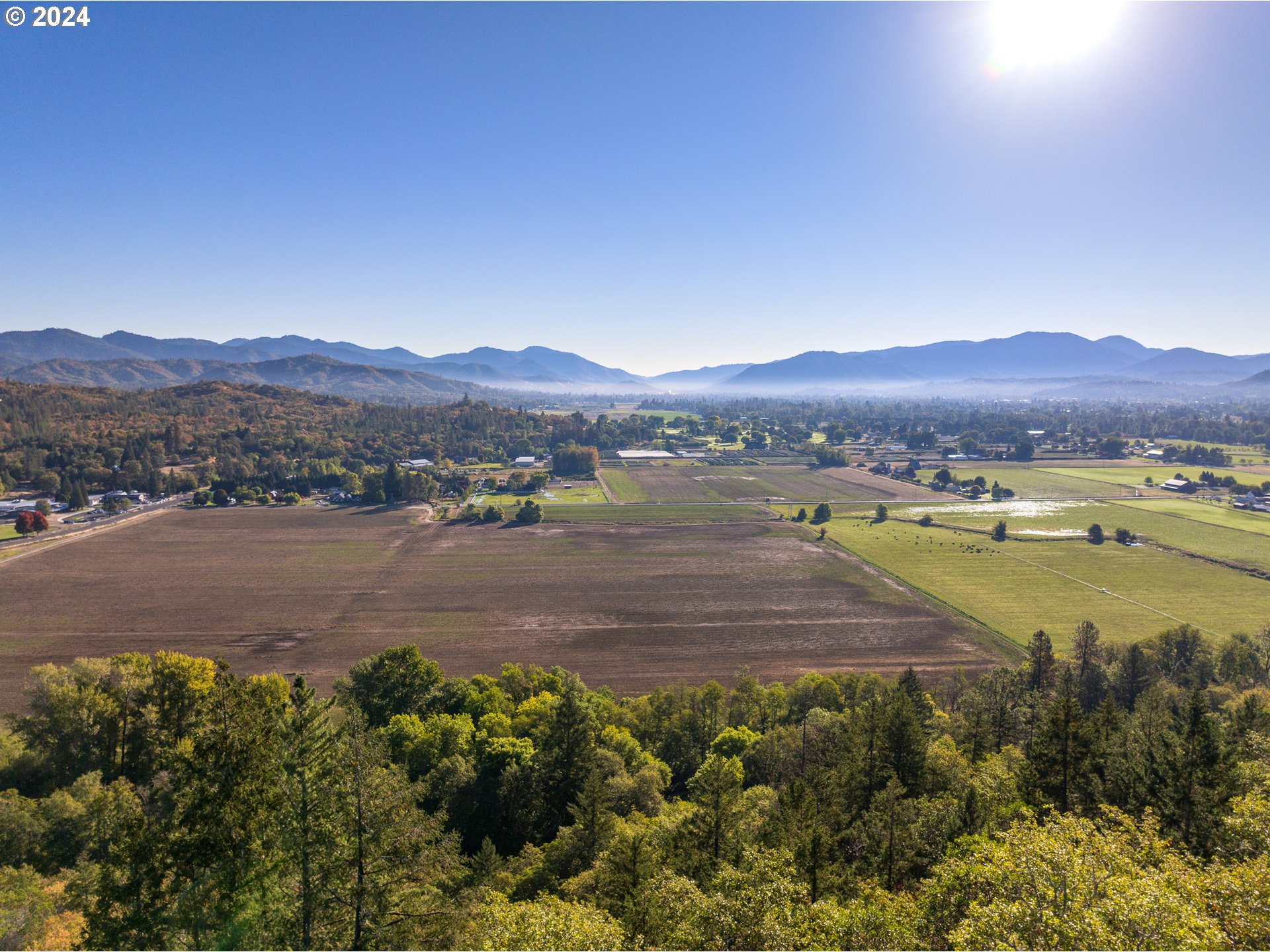 a view of an outdoor space and mountain view