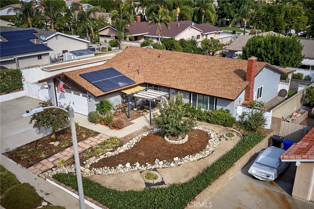 an aerial view of a house