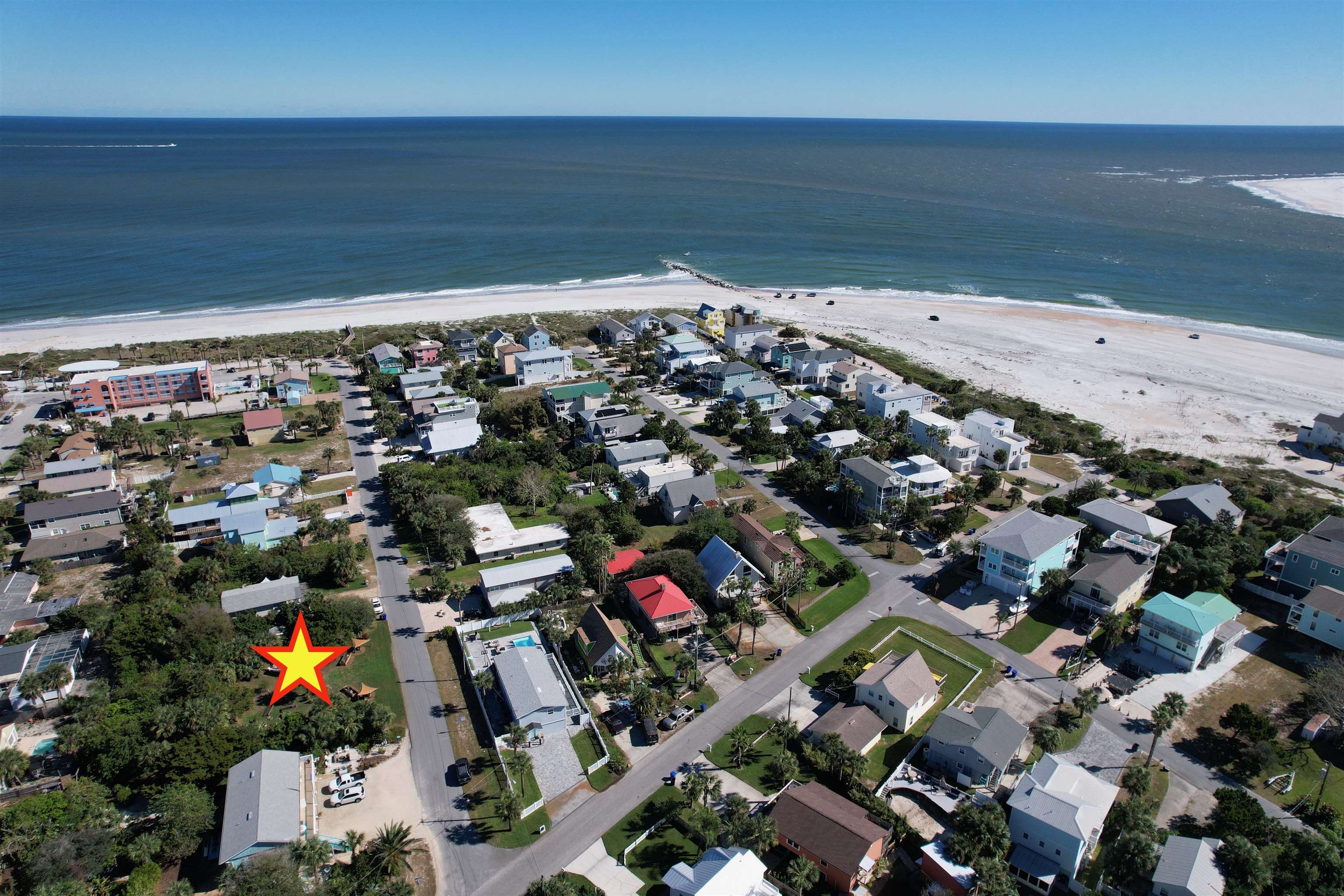 an aerial view of multiple house