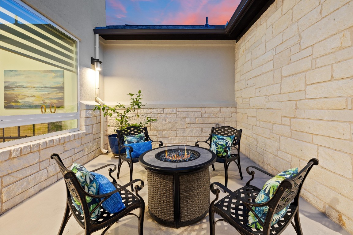 The front courtyard of this home is a great place to relax and unwind.