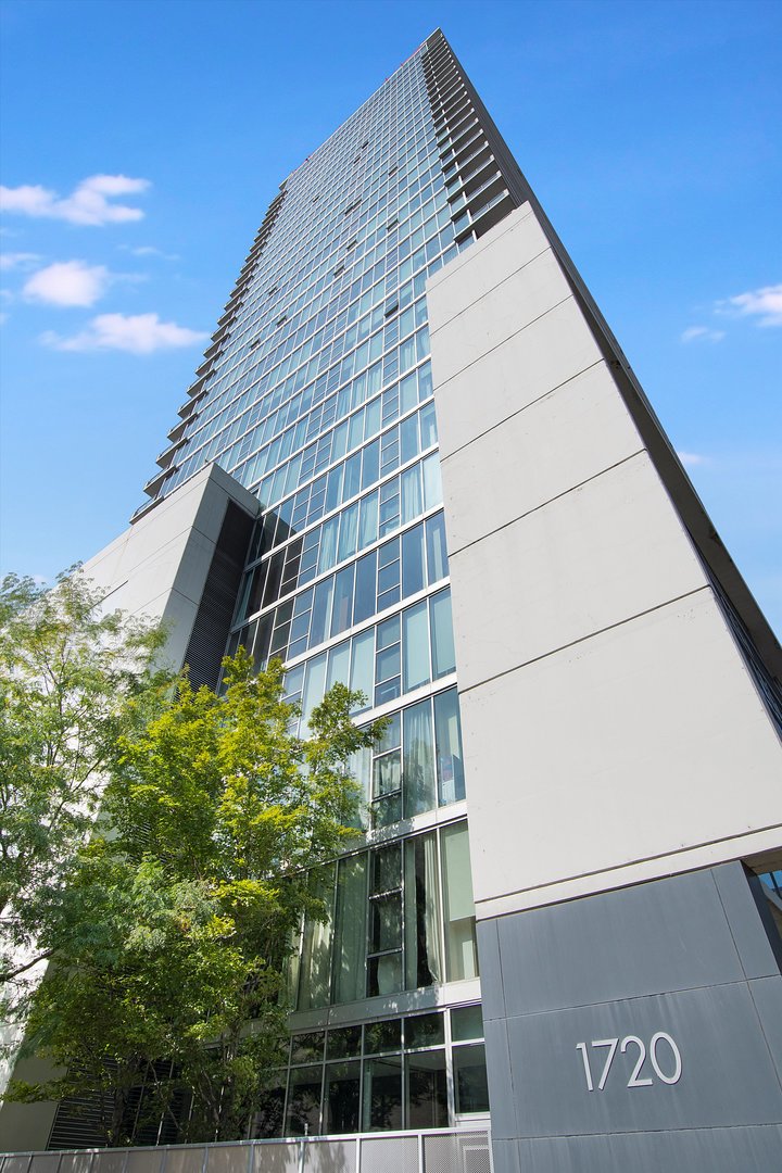 a tall building with a large window