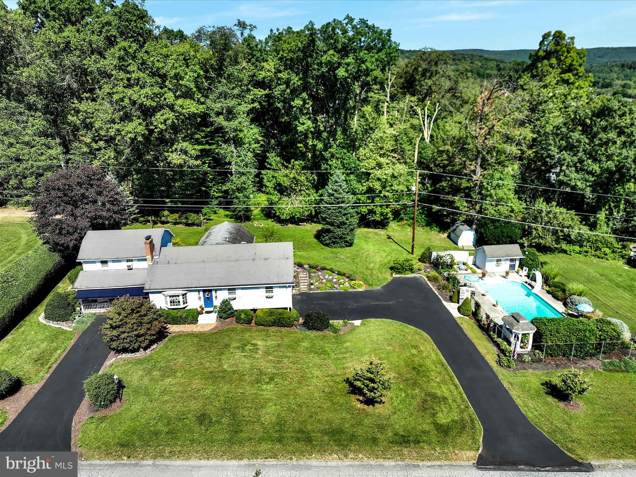 an aerial view of a house