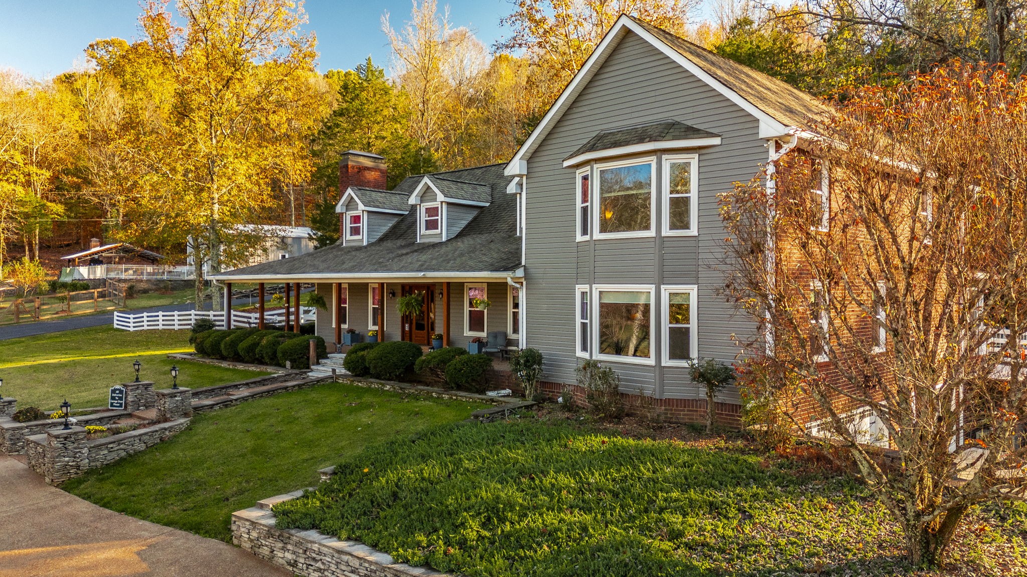 front view of a house with a yard