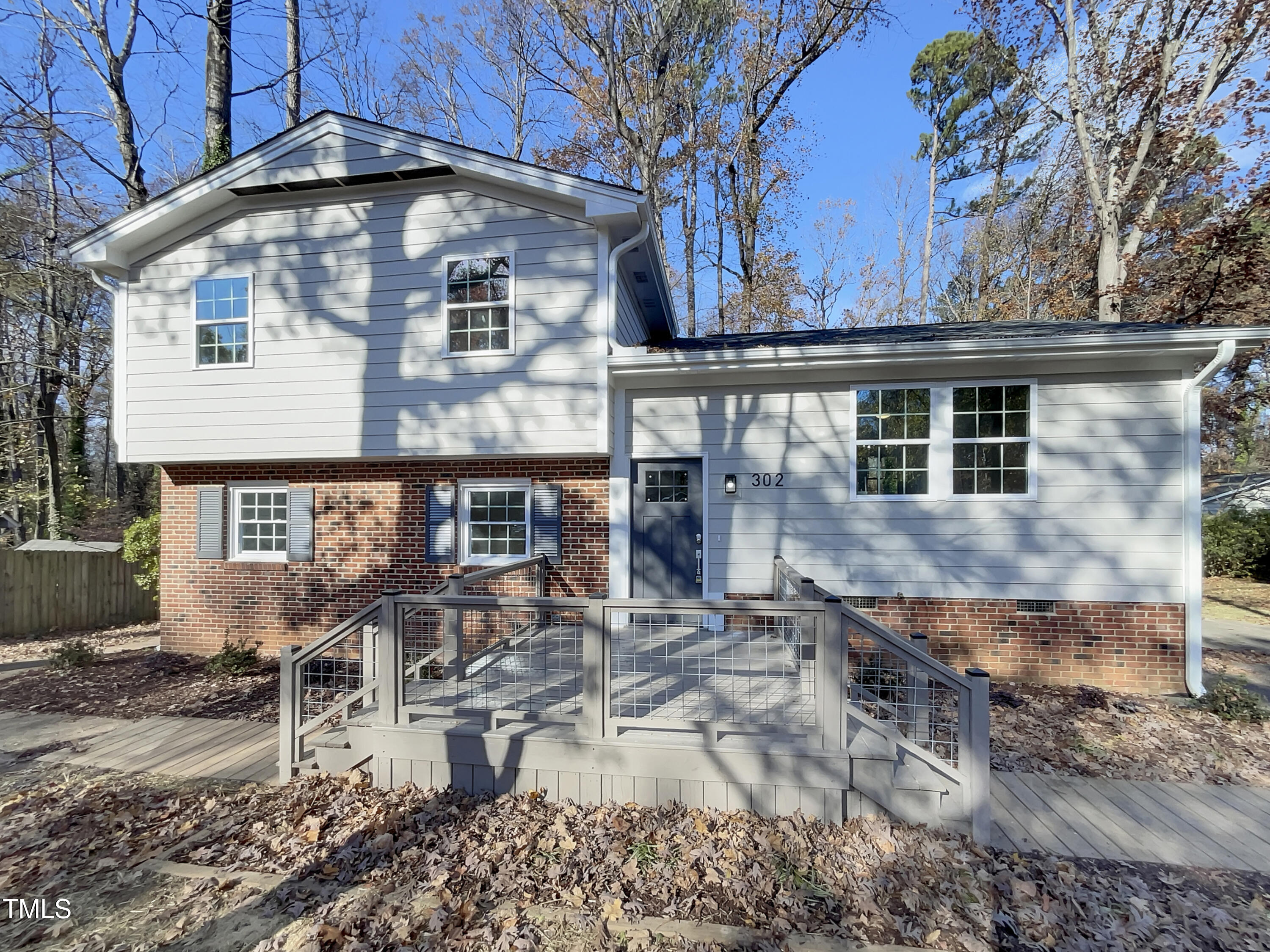 a front view of a house with patio