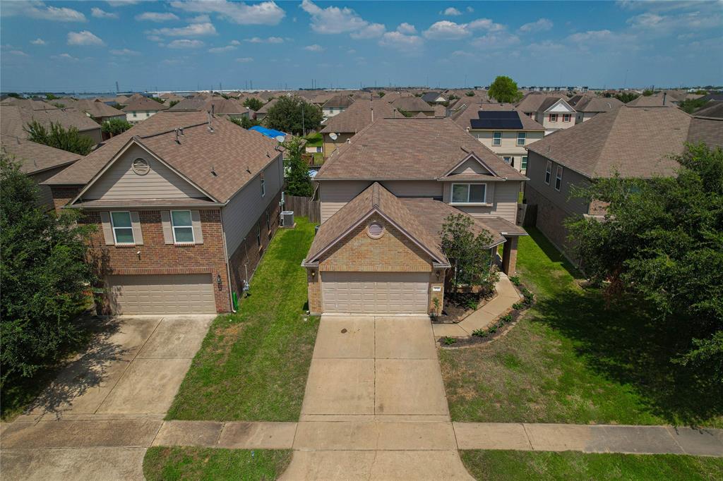 an aerial view of a house