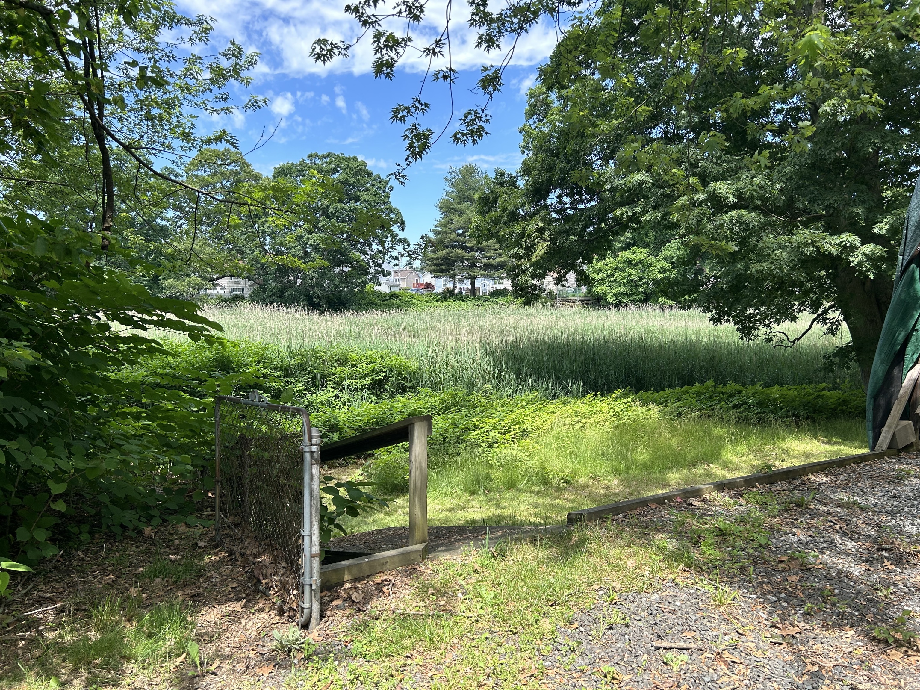 a view of lake background with wooden fence