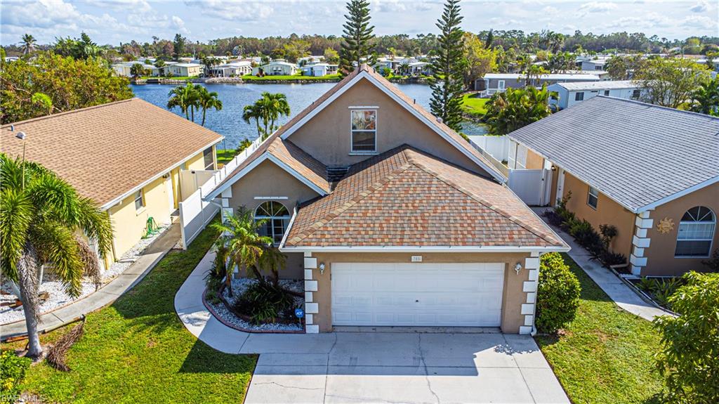 an aerial view of a house