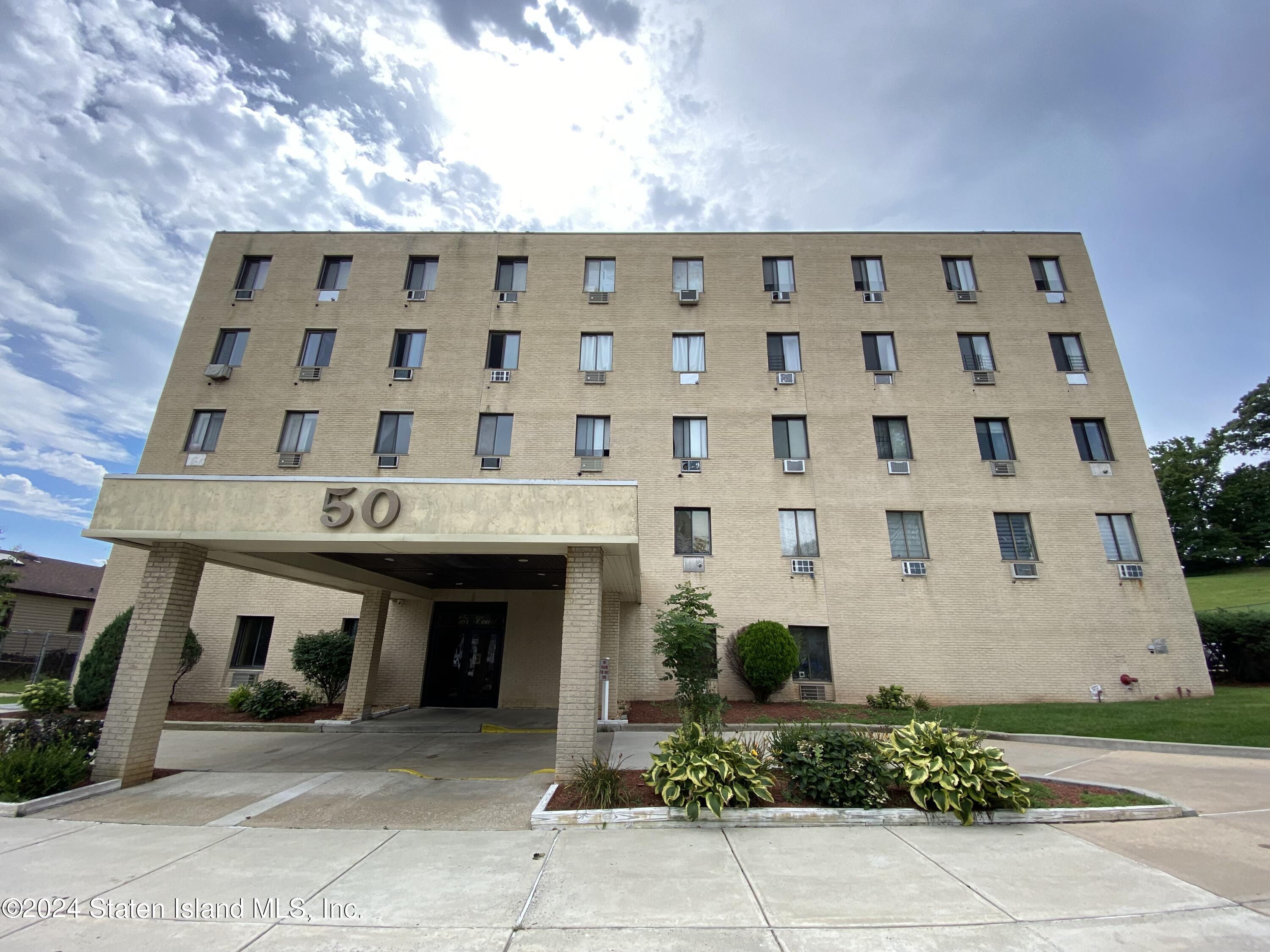 a front view of a building