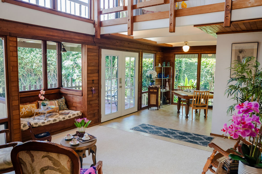 $1,369,000 4BD/3BA Custom Home in the Golden Circle of Waimea Town.  3/2 Main Home and a 1/1 converted Quarters with Separate entry-Beautiful architecture from the Stairway, this home has lots of Windows to stream in the Natural Light throughout the day-