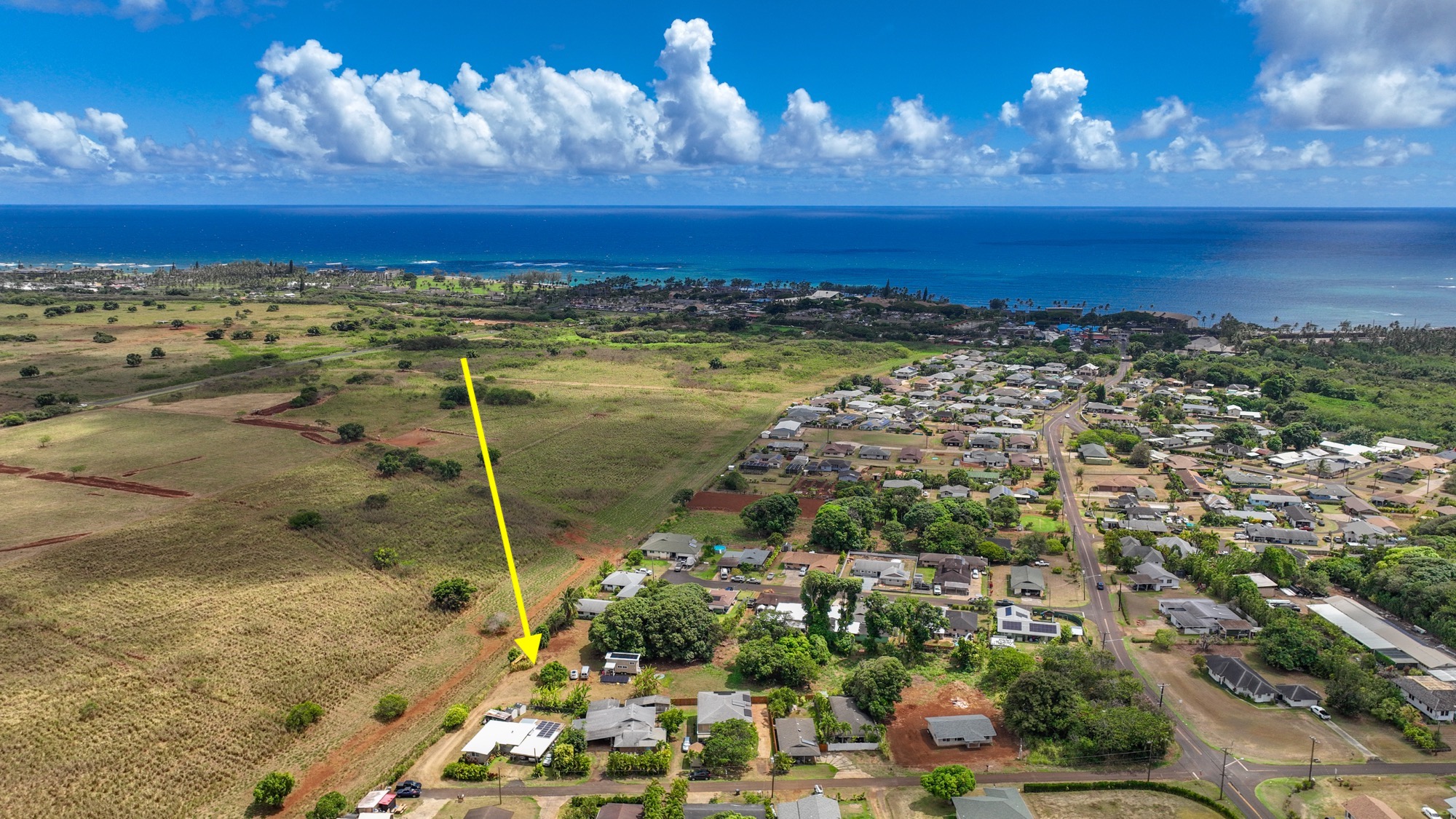 On the North edge of the Wailua Houselots bordering the Kapaa bypass conservation land, close to the ocean, but outside the Tsunami zone.