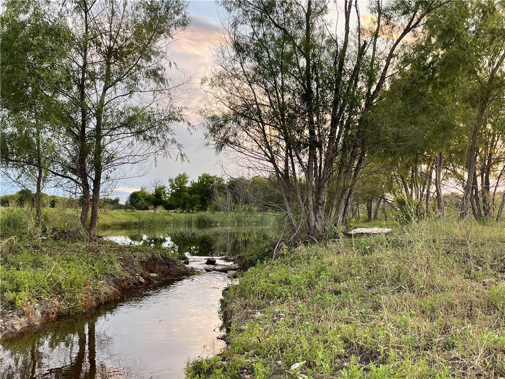 a view of lake with a yard