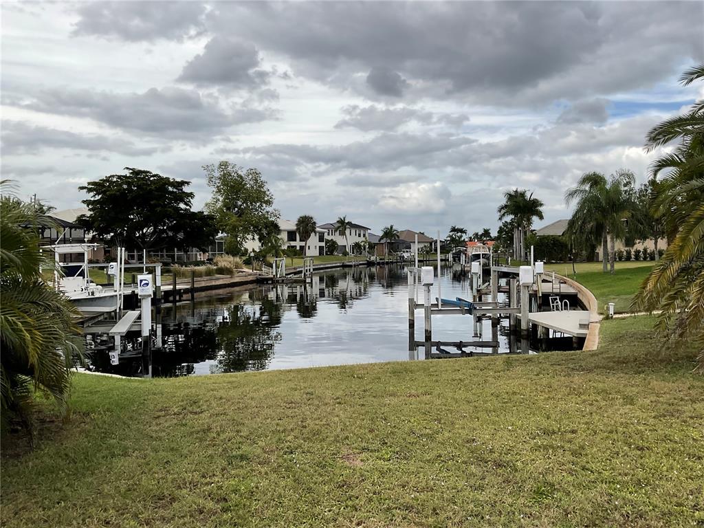 a view of a lake with houses