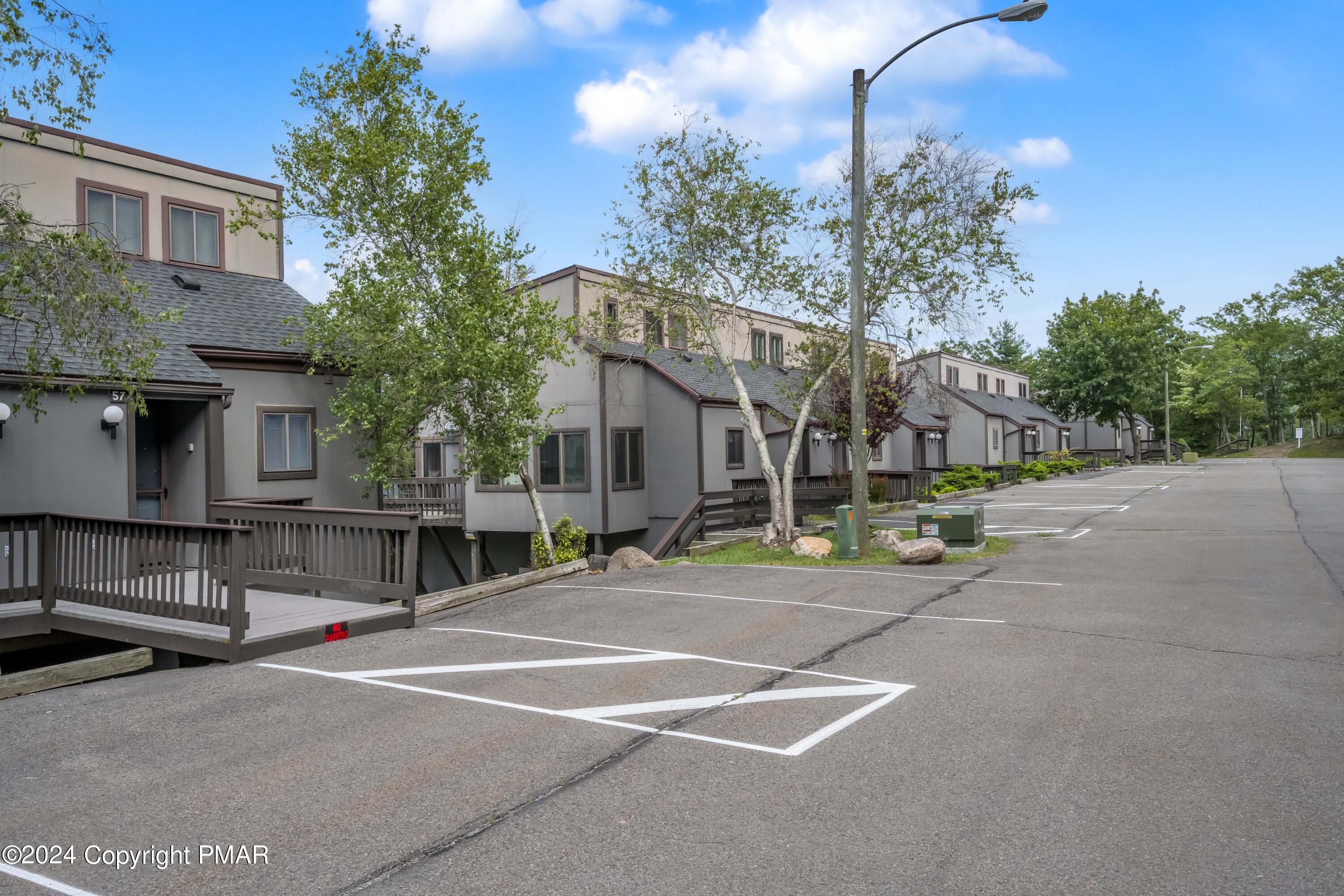 a view of a street with a house