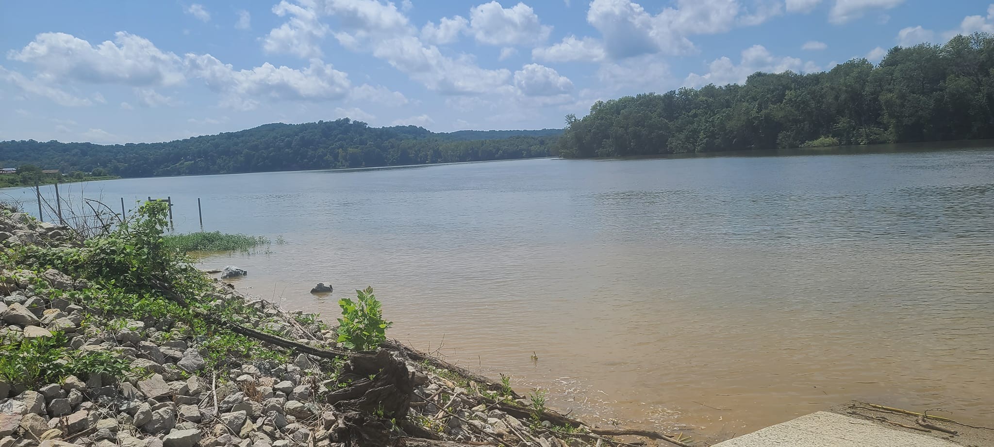 a view of lake with mountain