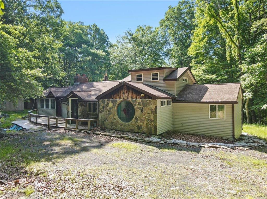 an aerial view of a house