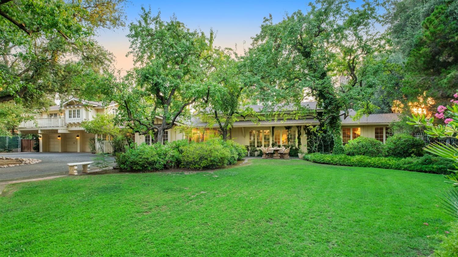 a view of a big yard next to a house