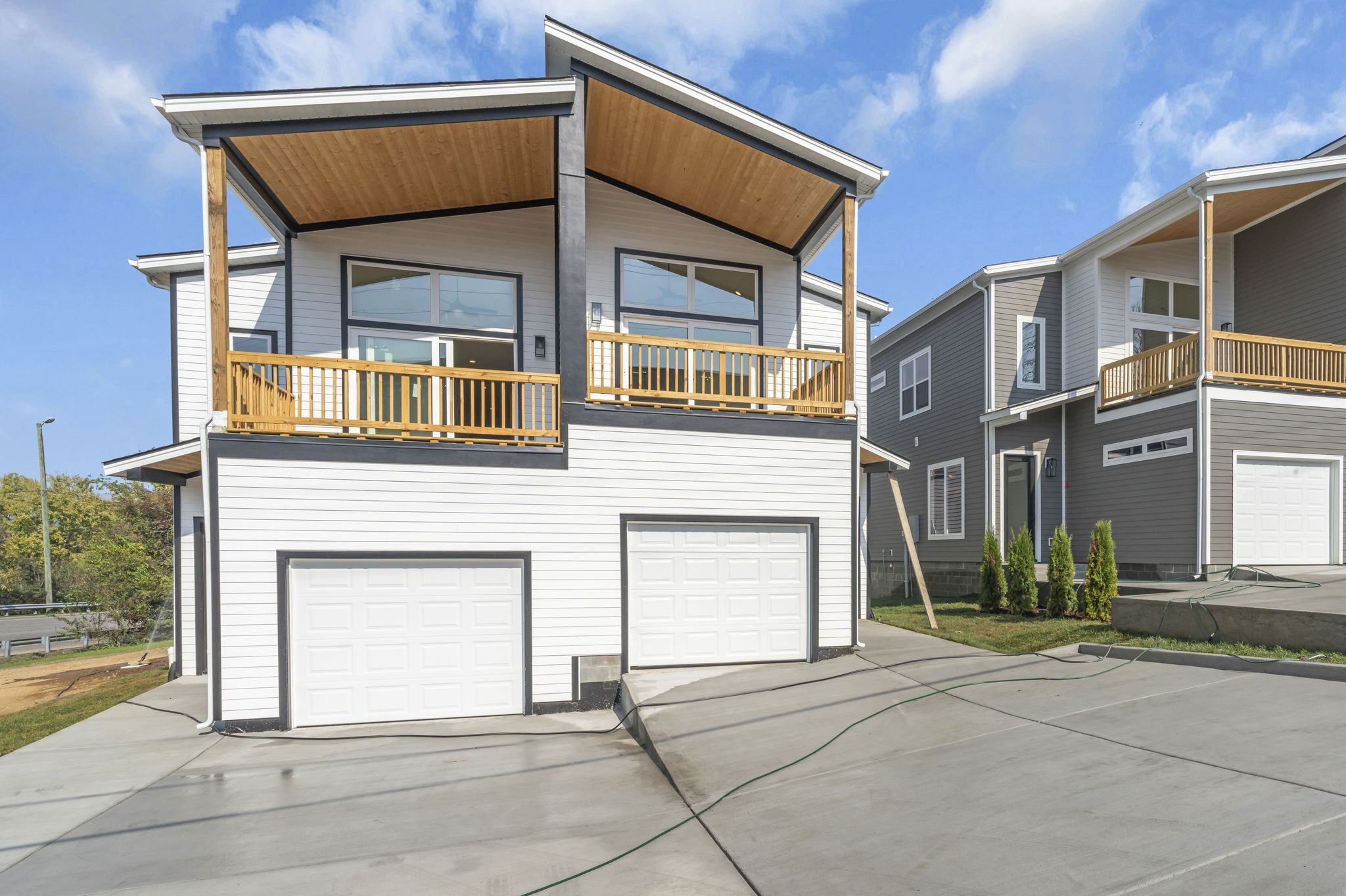 front view of a brick house with a outdoor space