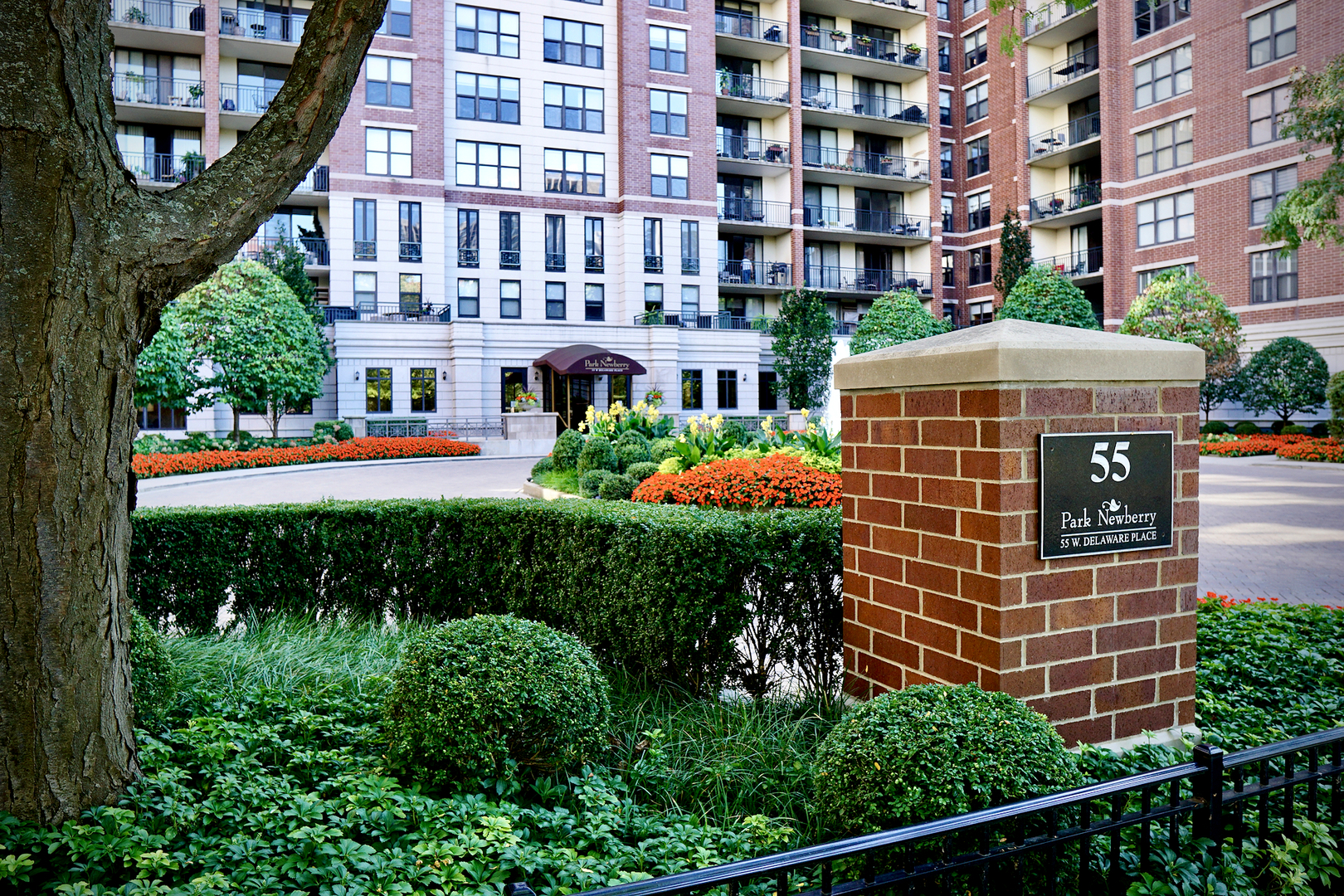 front view of an buildings with a yard