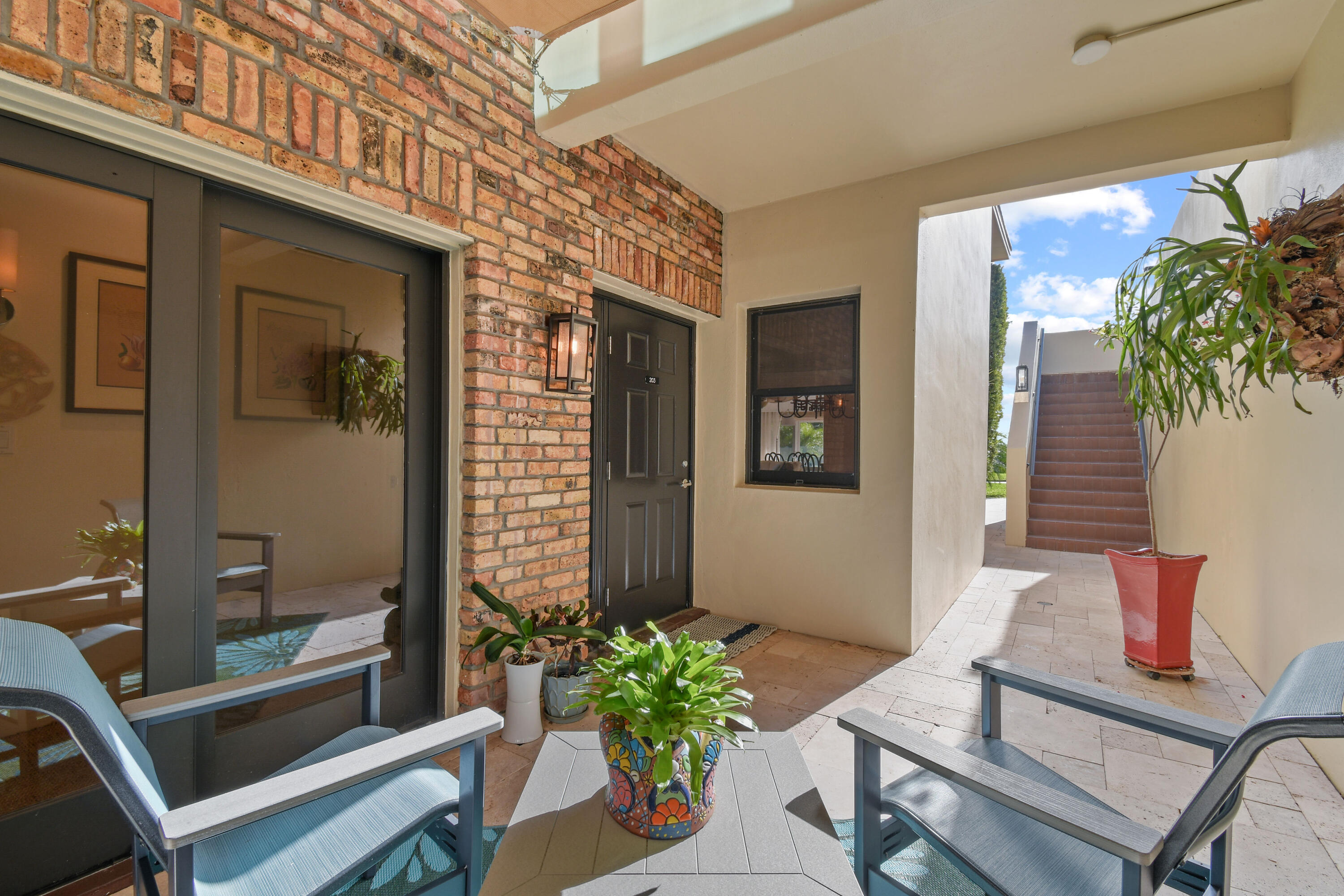 a outdoor living space with furniture