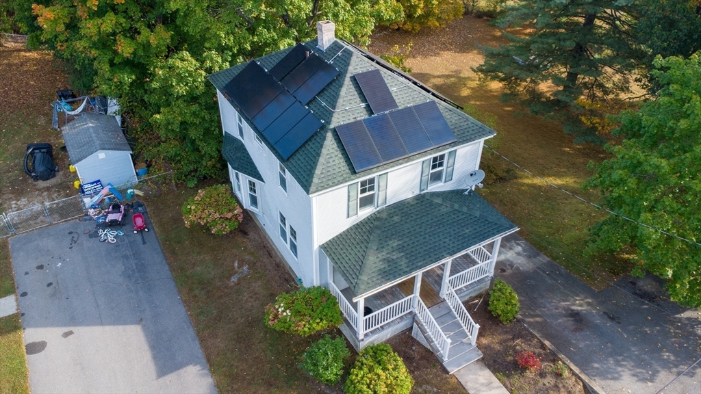 an aerial view of a house