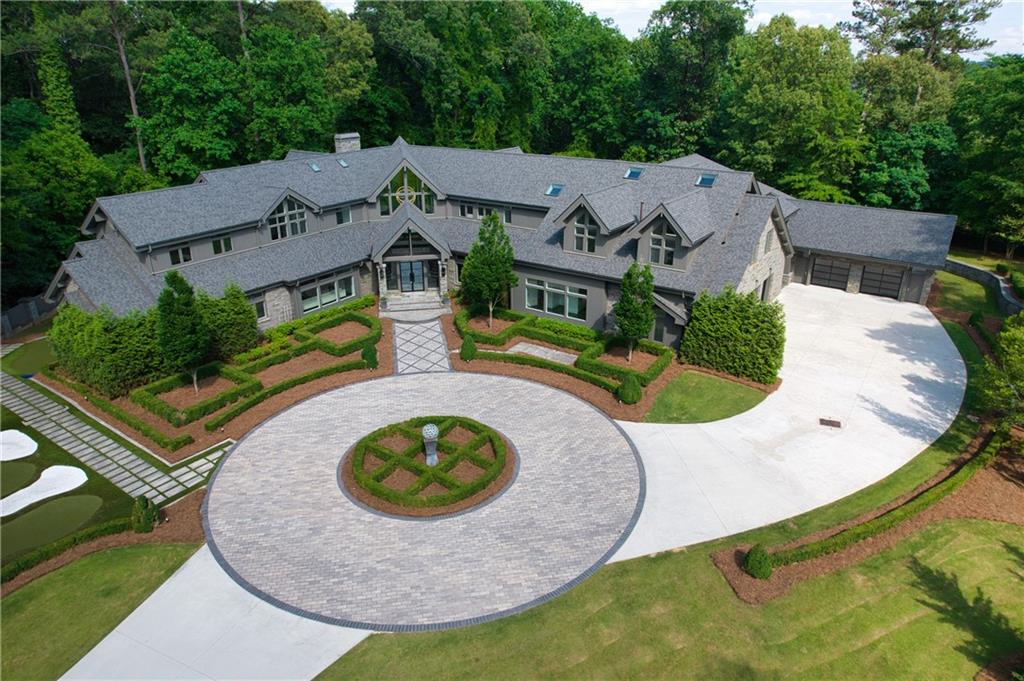 an aerial view of a house