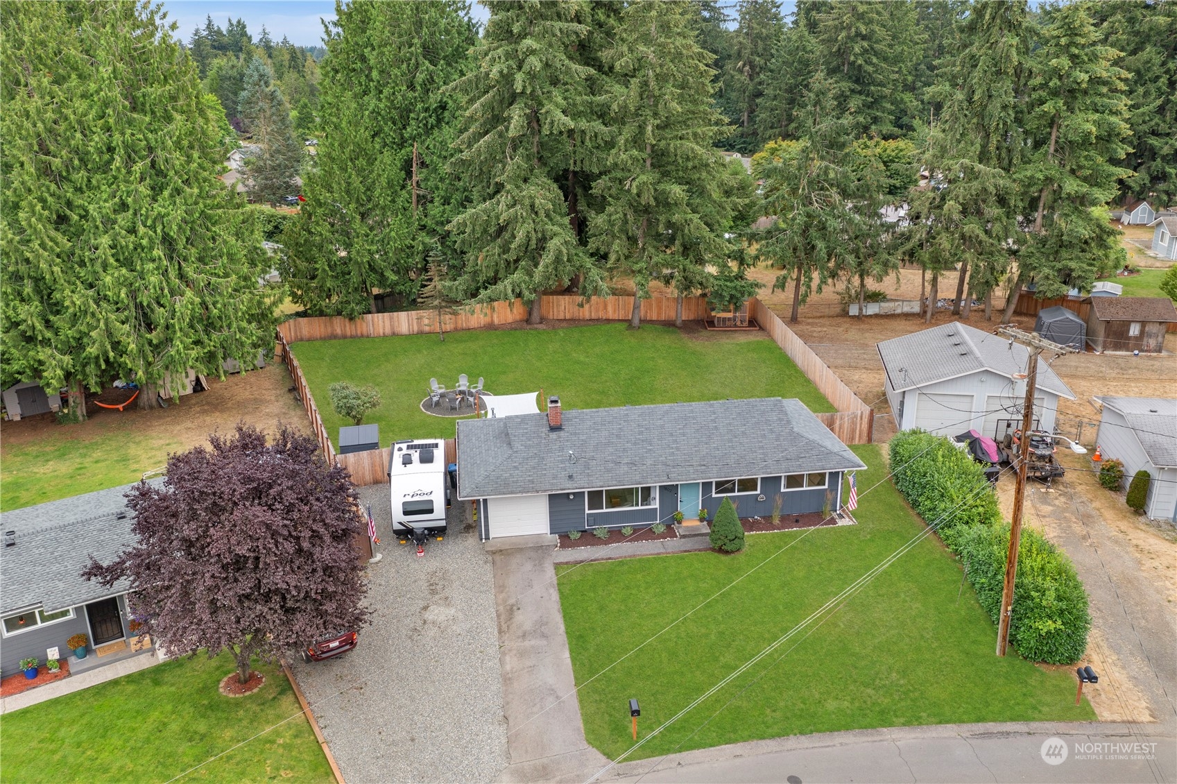 an aerial view of a house