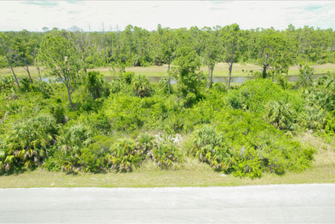 a view of a yard with wooden fence