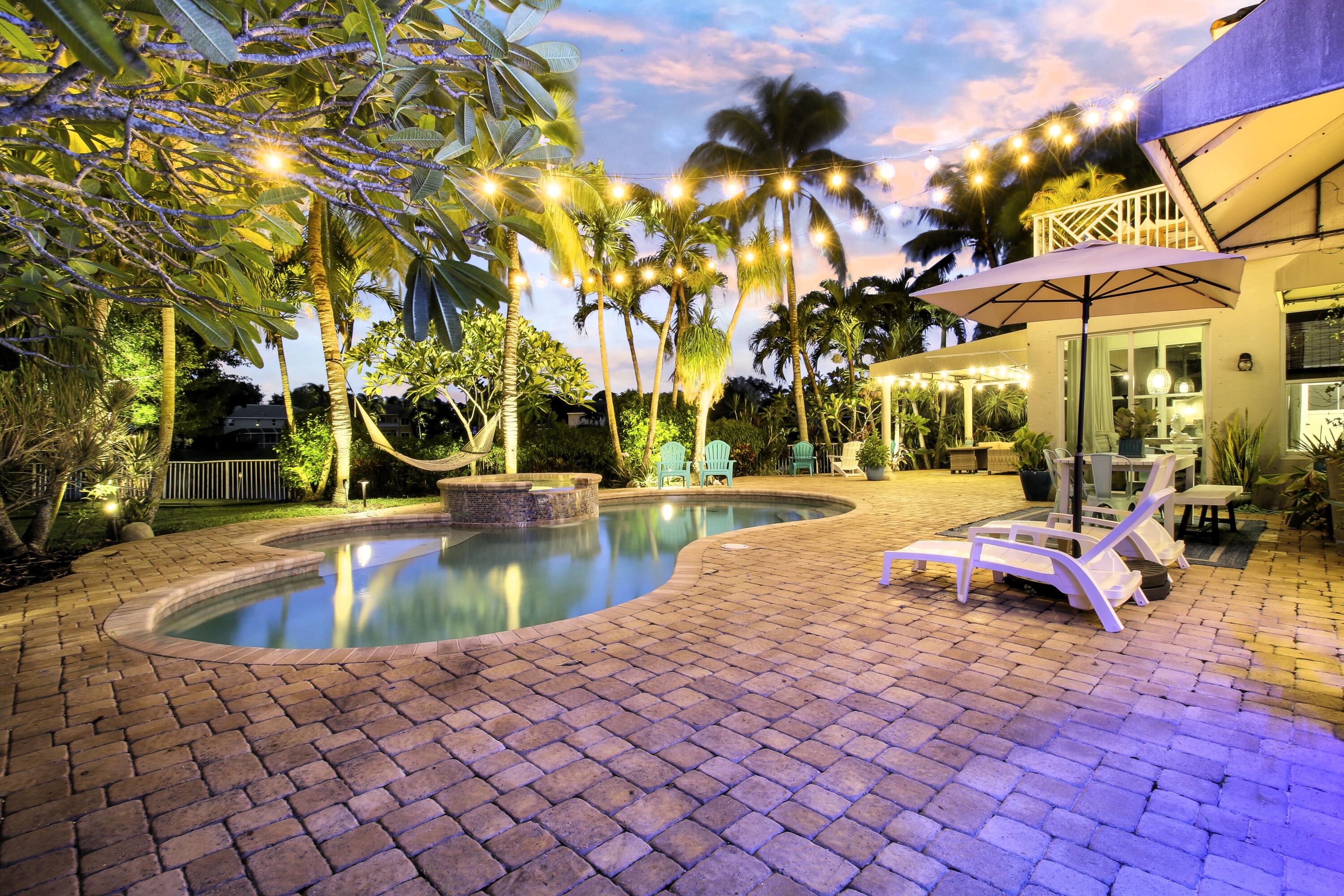 Twilight Exterior Pool to Lake