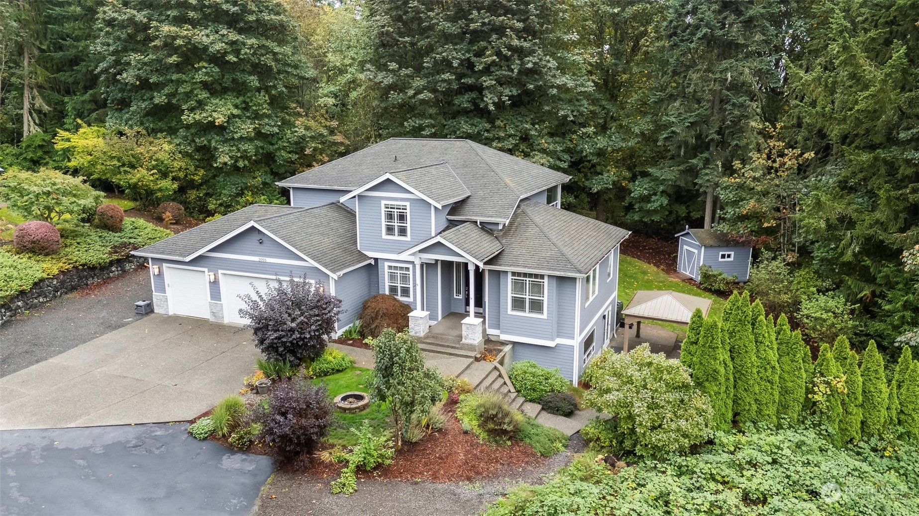 an aerial view of a house