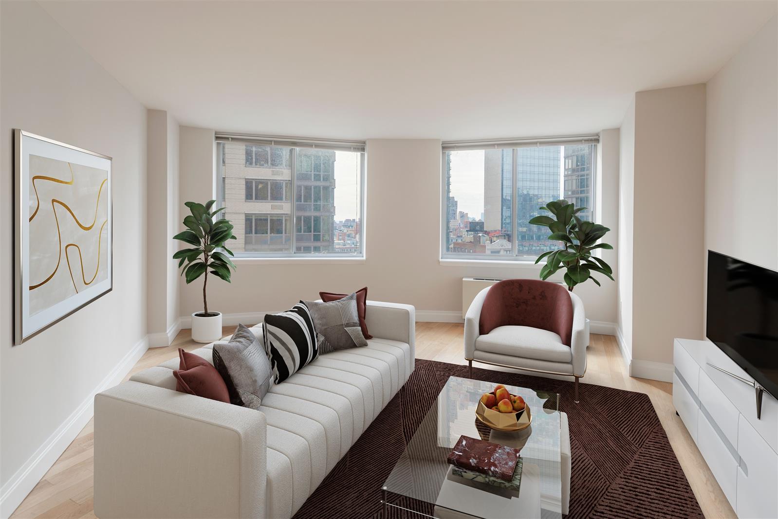 a living room with furniture or couch and a flat screen tv