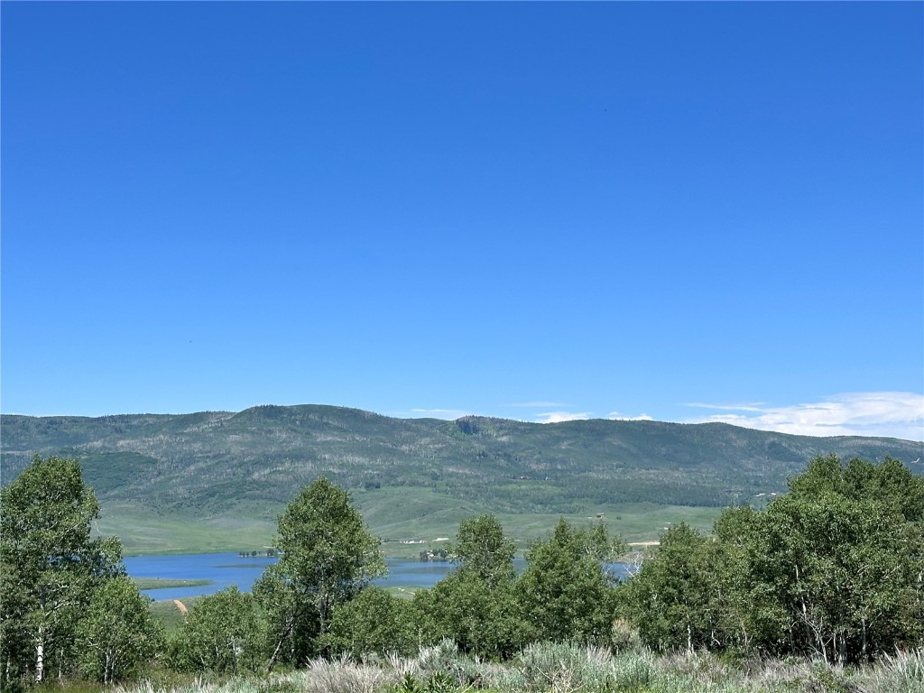 a view of a mountain range with lush green forest