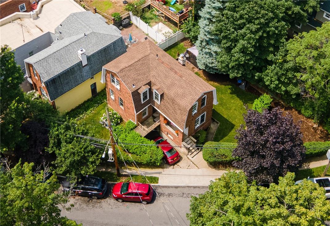 an aerial view of a house