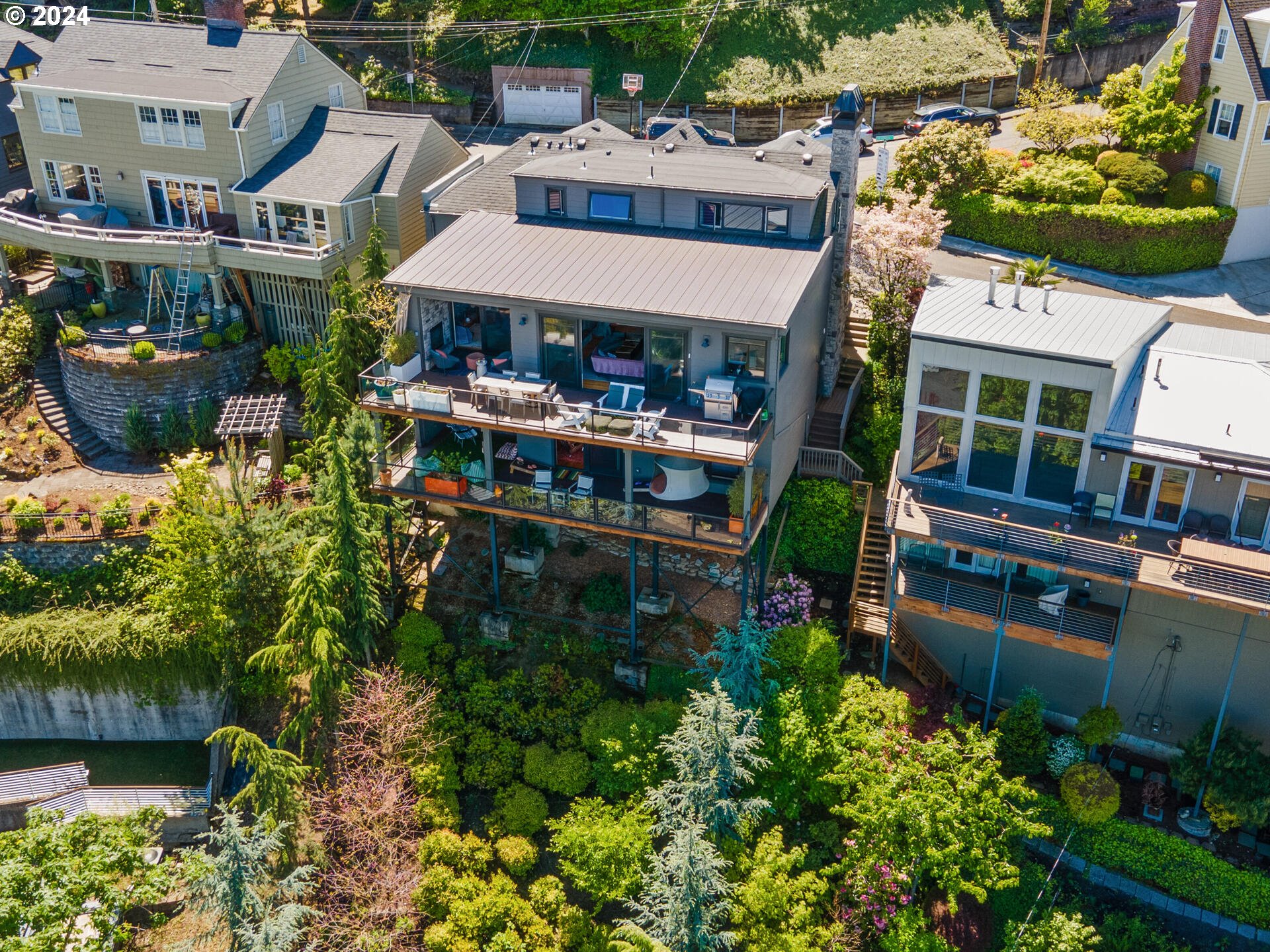 an aerial view of multiple houses