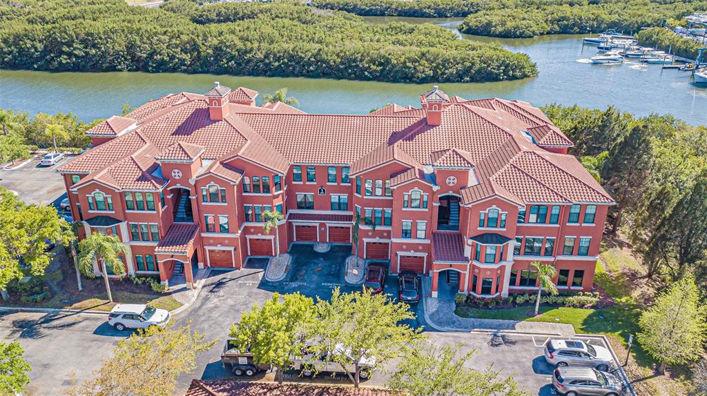 an aerial view of a house