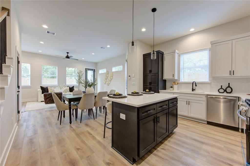 a kitchen with lots of counter top space