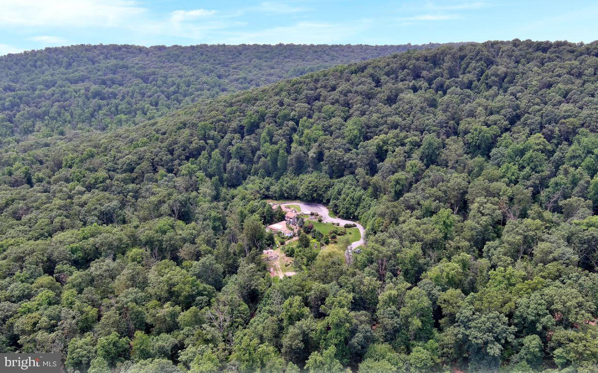 an aerial view of a house