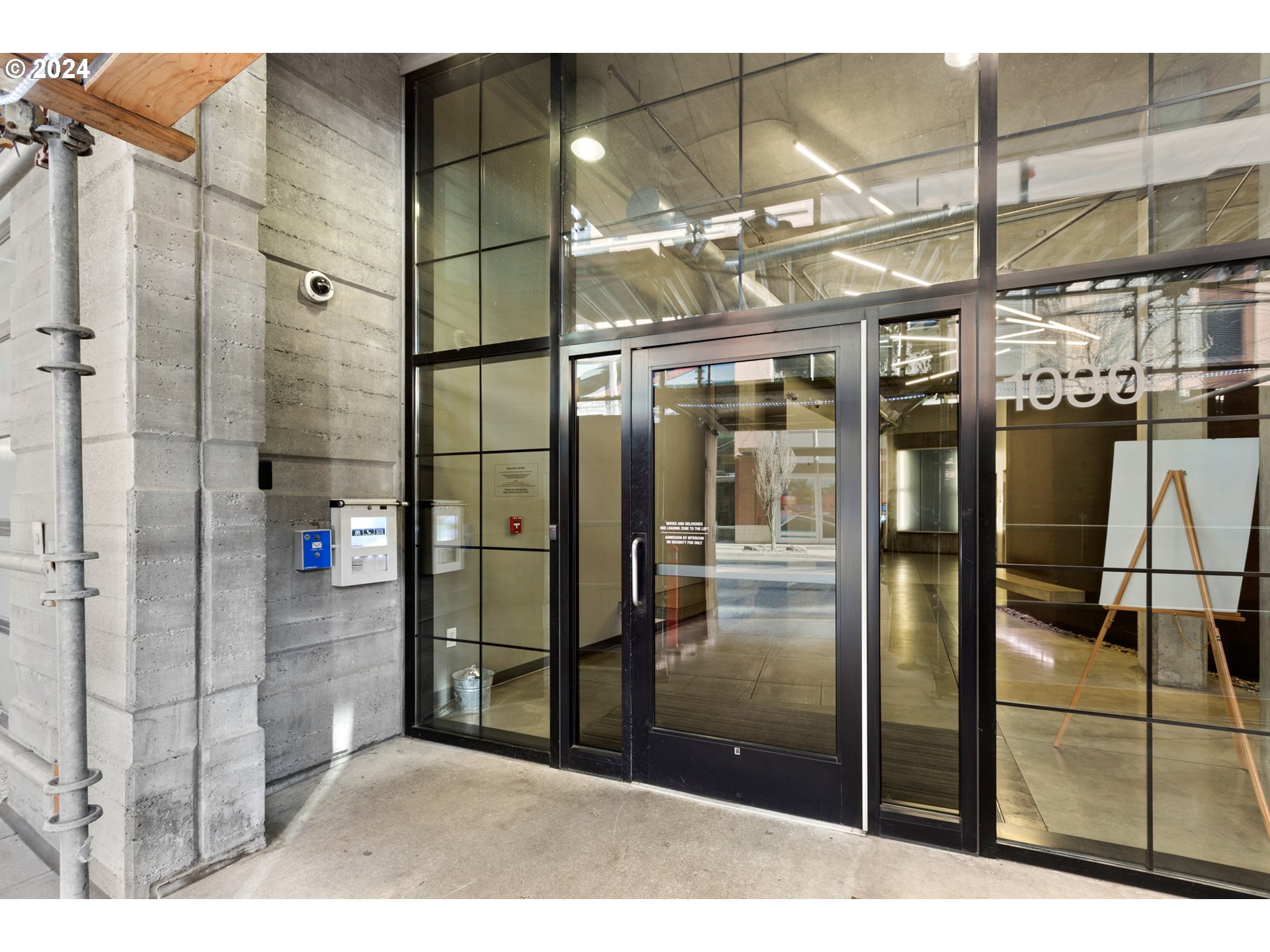 a view of a glass door with a glass door