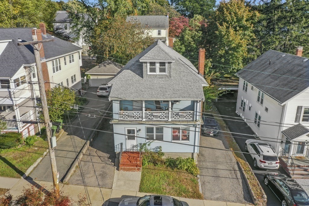 an aerial view of a house